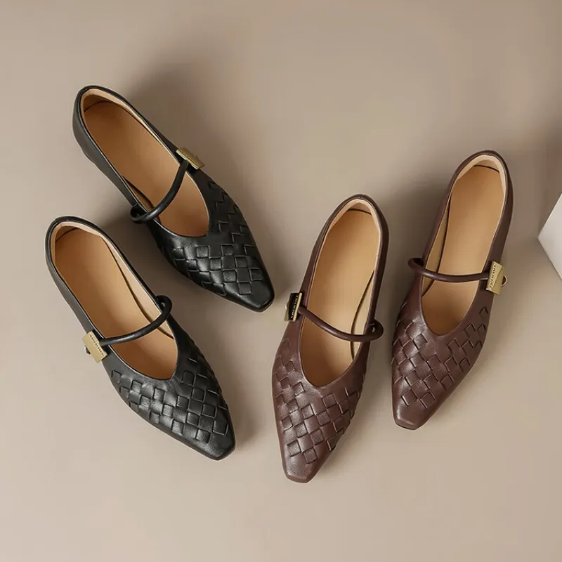 靴 OHOTORO square ballet pumps brown 24.5 OHOTORO square ballet pumps brown 24.5 - メルカリ