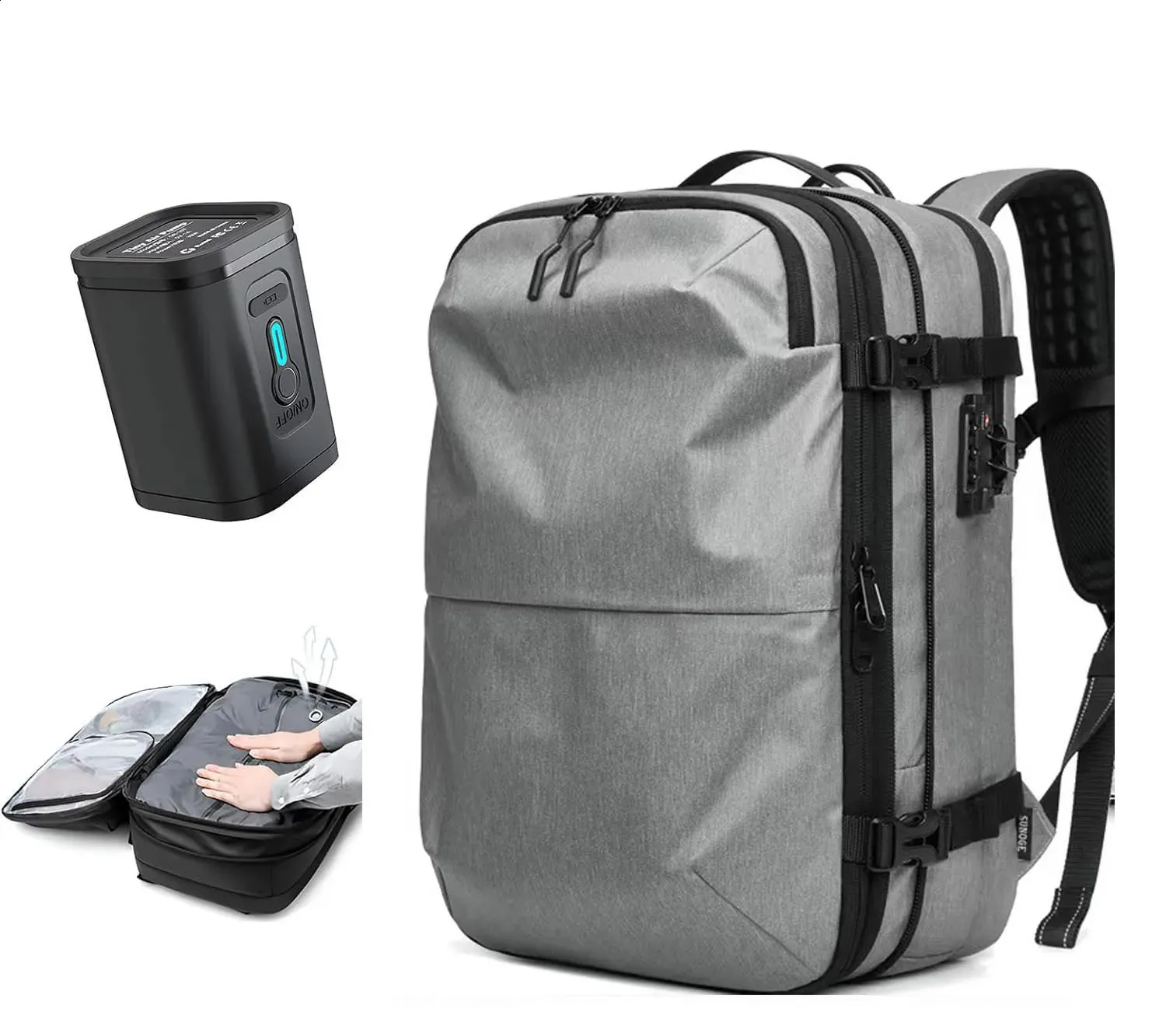 JIALING Sac à Dos Voyage Compression Sous Vide 60L Extensible Avec Verrouillage