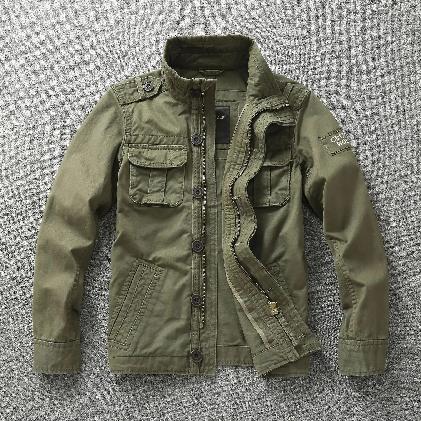 ジャケット・アウター coyseio WASHED MILITARY JACKET MUD KHAKI