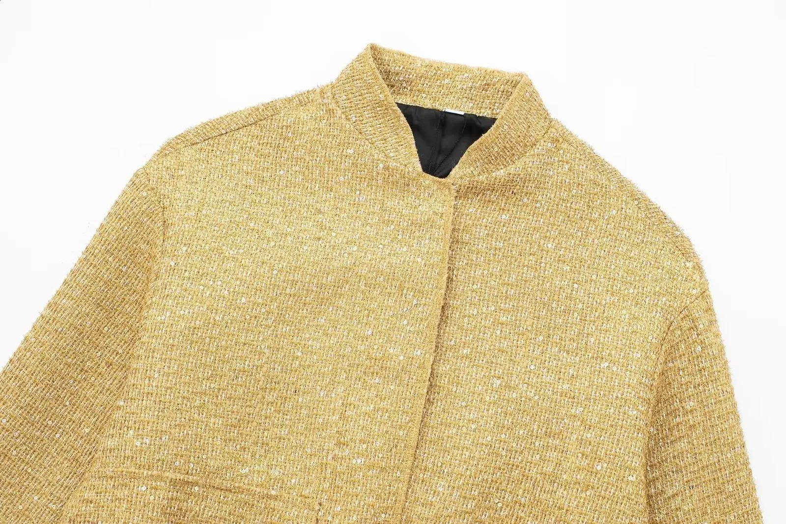TRAFZA Women's Shiny Sequin bomber jacket - Y2K Gold TRAFZA Women's Shiny Sequin bomber jacket - Y2K Gold