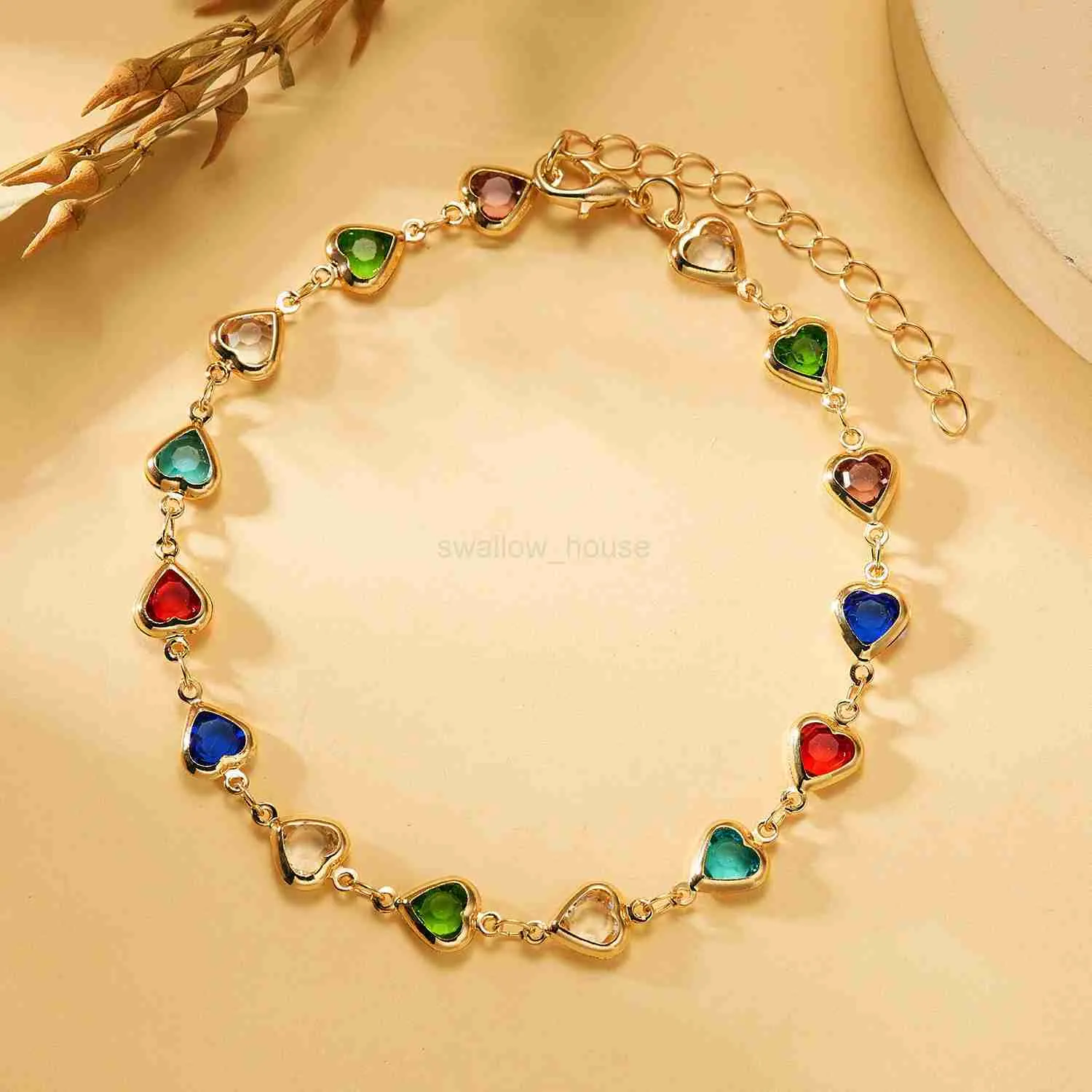 Bracciale Di Cuore Di Cristallo Coreano Donne Braccialetto A Catena Zircone Colorato, Regalo Di Gioielli Da Festa Da 4,79 € | DHgate