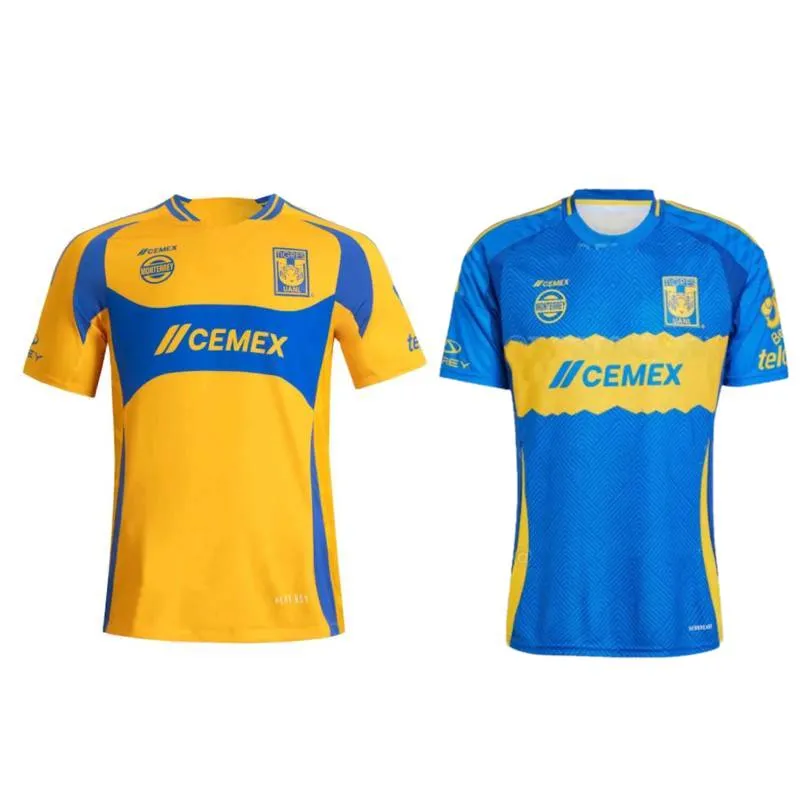 2024 25 Tigres Uanl Jerseys de futbol 2025 Gignac Nico D. Reyes Cordova Uniforme para hombre Pizarro Aquino L. Quinones Thaivin Home Away Shirt Kit