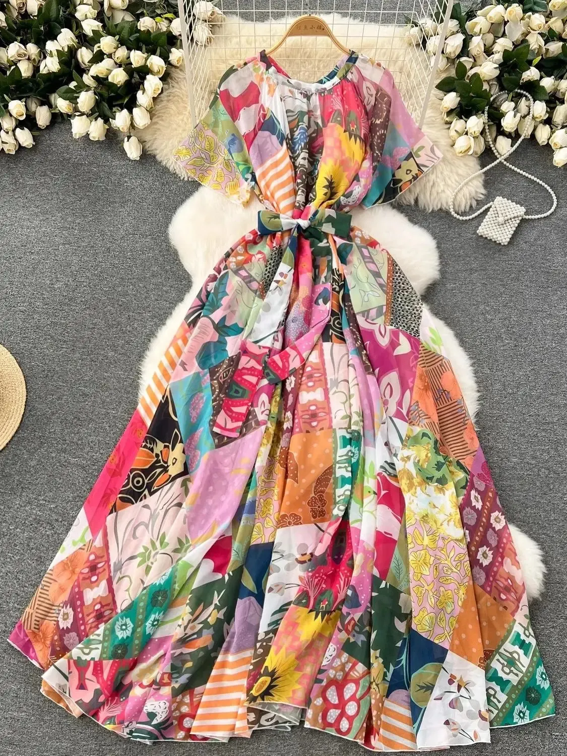 Vestido De Chifón De Estampado Floral De Verano Para Mujeres