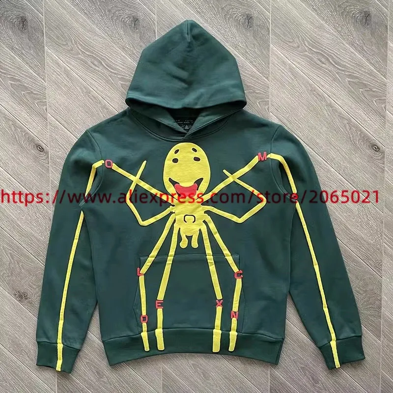 Puff Print Green CPFM XYZ Spicy Ink Spider Hoodie Men Women