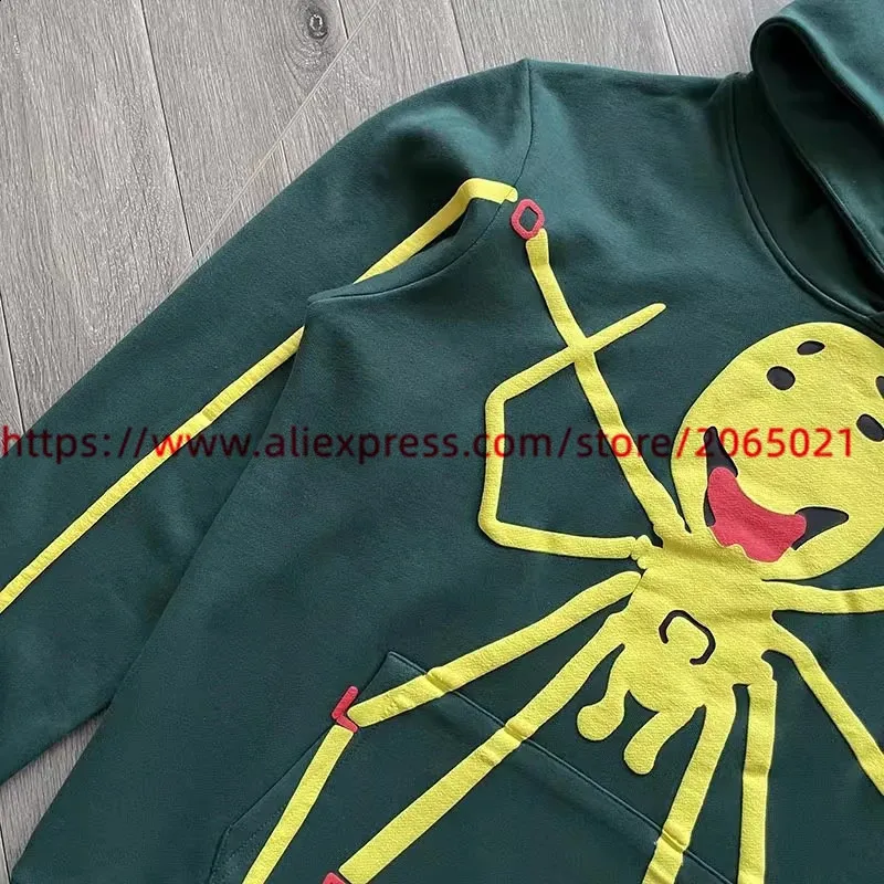 Puff Print Spider Hoodie in Green - CPFM.XYZ Original Spicy Ink