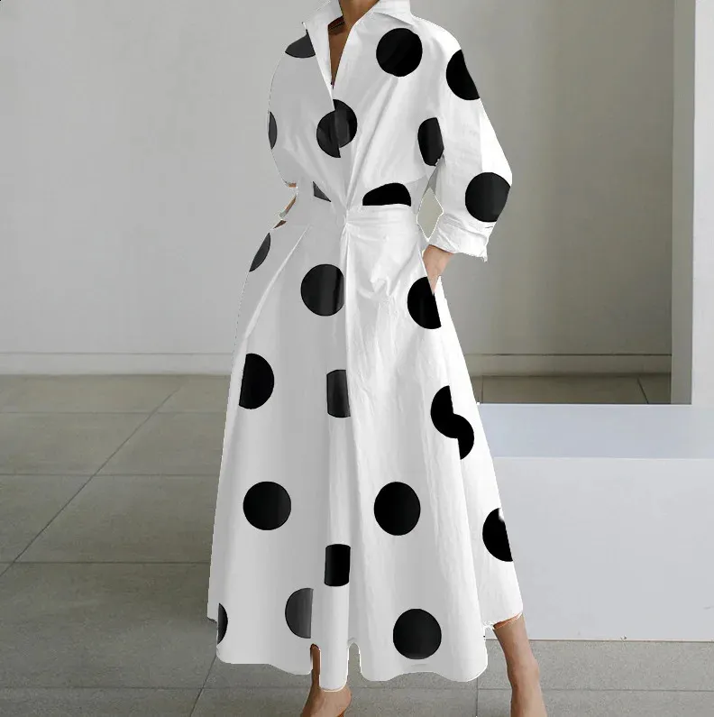 Autumn Dress Long Sleeve Polka Dot Print Elegant White V Neck Casual Party  Dress For Women From Domainstore, $24.58 In Bulk | DHgate.Com