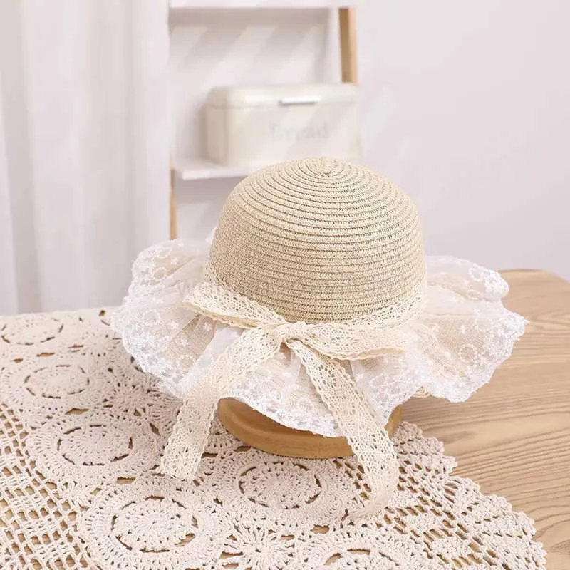 Ribbon Chiffon Lace Crochet Pearl Bow Wide Brim Derby Perisian Sun Hat Wholesale Burlap Ribbon Chiffon Crochet Woven Derby Sun Hat  main image 3