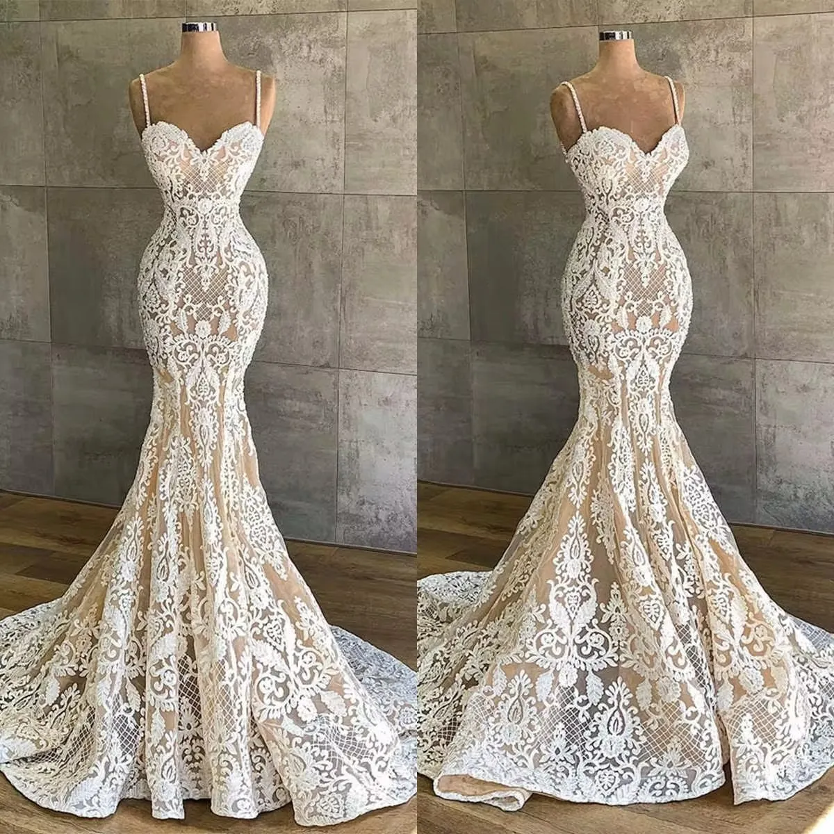 2025 Ivory Ivory Lace Mermaid Dress With Wers Pattern Lace Elegant And ...
