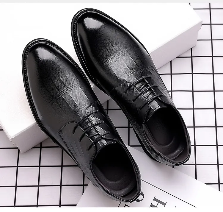 Men's Black Leather Almond Toe Derby Dress Shoes - Lace-up Formal &  Business Events from Dhgate Dress Shoes - price 29.18
