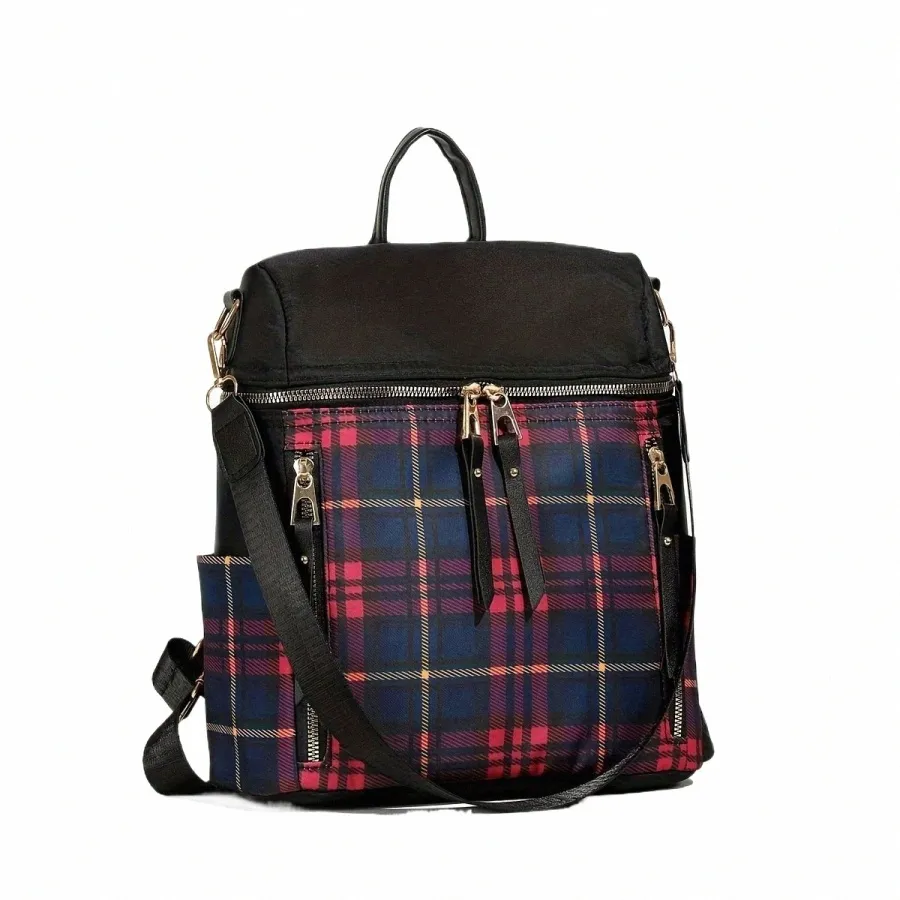 Korean Style Plaid Backpack for Women New Fashion Casual Large Capacity  Multi-Functional Travel Shoulder Bag Perfect for Everyday!