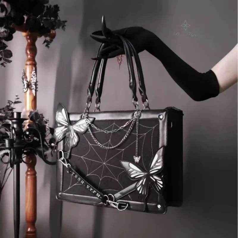 Vintage Chain Bag: Y2K Butterfly Spider Web Tote - DIY