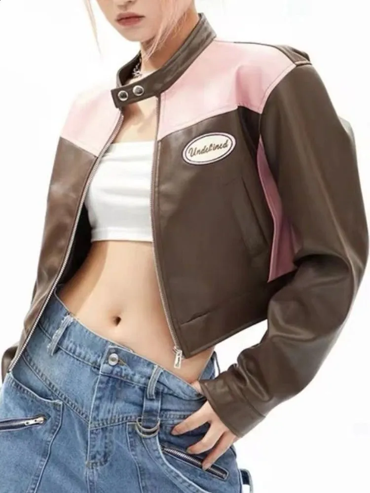 韓国商品/TREMING BIRD Moto Cropped Leather Jacket DHgate.com:Cropped Moto Biker Jacket - Korean Fashion