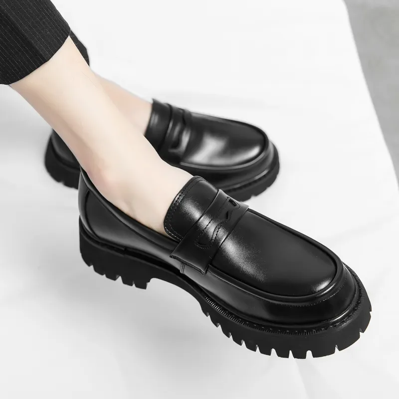 Premium Patent Leather Loafers: Thick Sole, Breathable - Shop Now