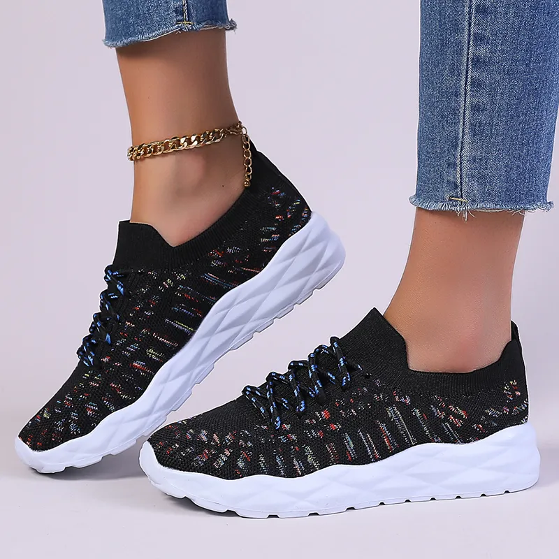 DHgate.com:Colorful Knitted Slip On Sneakers for Women