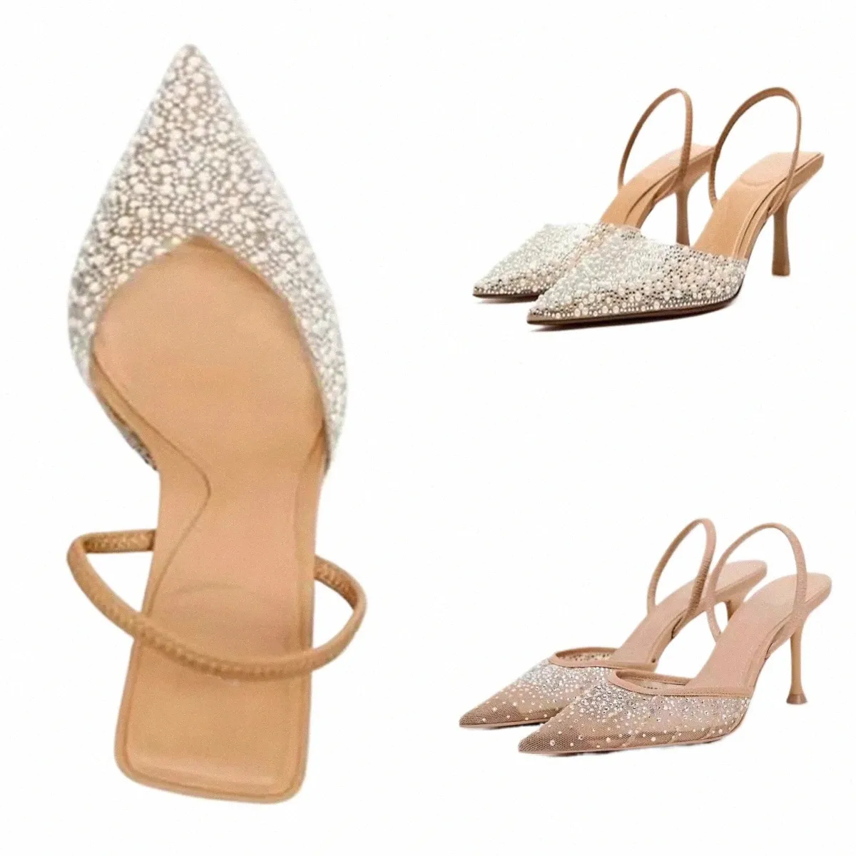 Bulk Zaza Transparent Pearl High Heel Nude Kitten Heel Sandals Elegant Slingback Pumps For Women Perfect For Parties In Summer 2024 M2Yr At Only 54.67 DHgate.Com