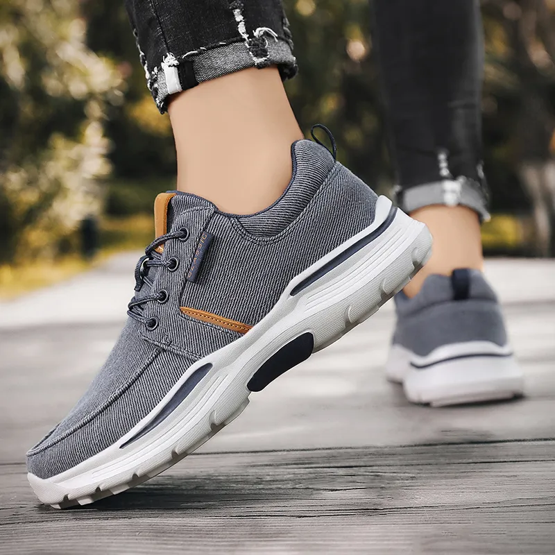 Mens Breathable Canvas Sneakers Casual Slip-On Flat Shoes for