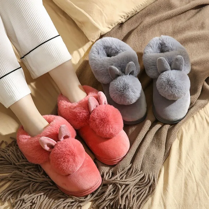 Fuzzy Bunny House Slippers For Women - Fluffy Memory Foam Indoor/Outdoor Slippers - View #2