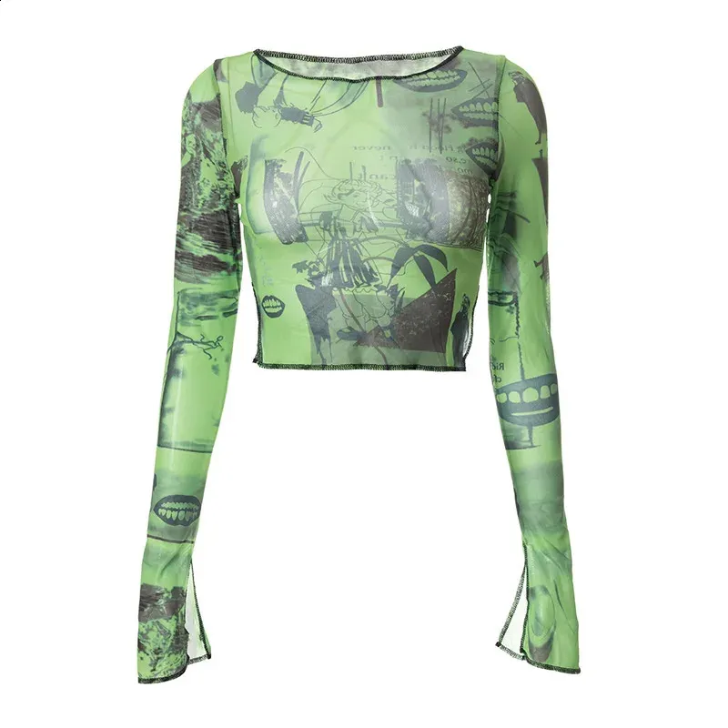 Amorya Camicia elegante a maniche lunghe in pizzo trasparente a tinta una, per