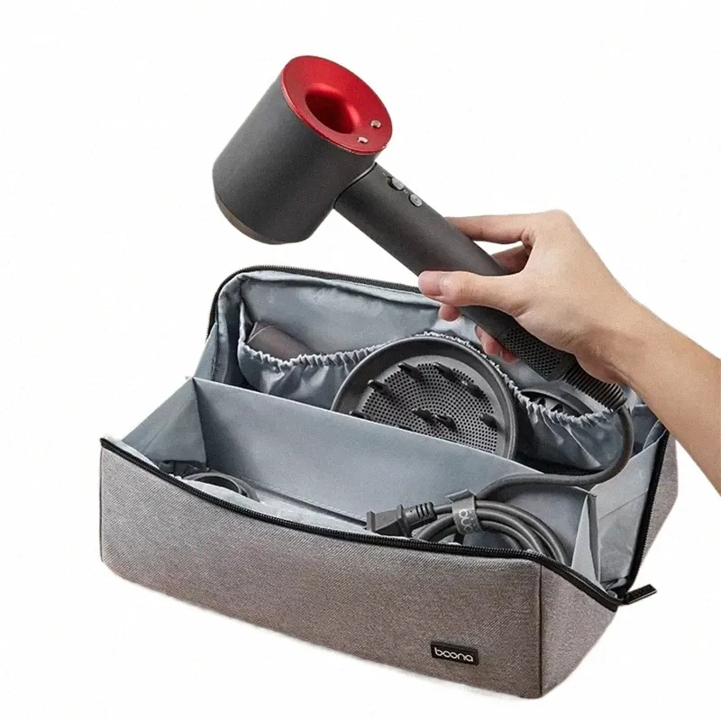 Jerdon 12x12 Inch Gray Drawstring Hair Dryer Bag - Travel & Storage Organizer