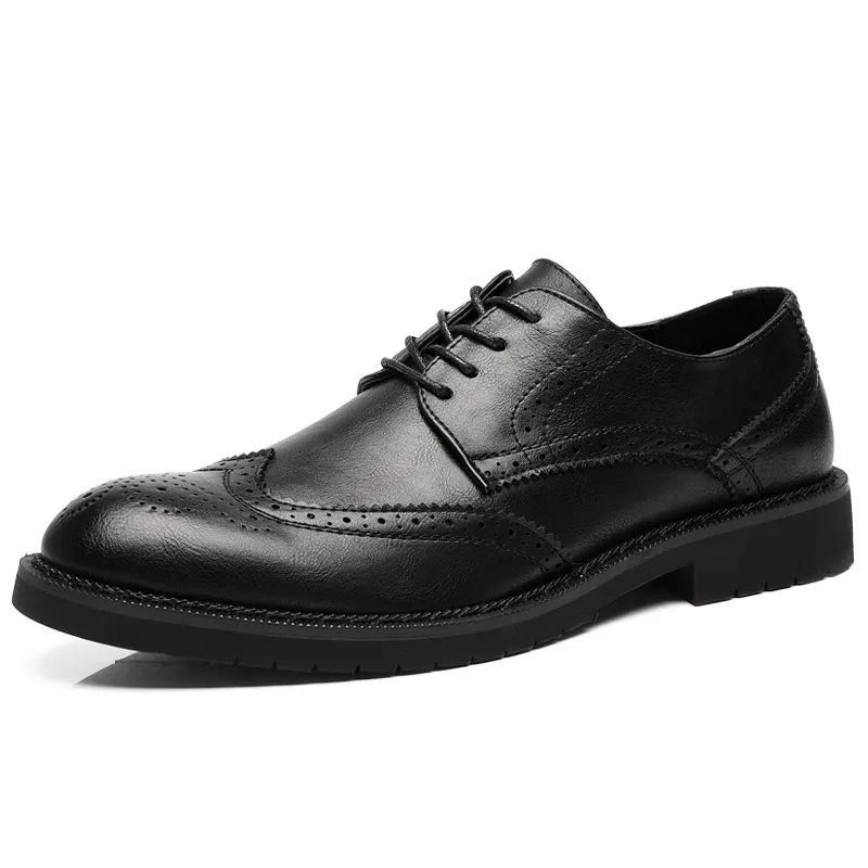 BESPOKE Black Wingtip Dress Shoes Men 44 Handmade Snakeskin Pointed Toes Dayton Wingtip Oxford Men main image 4