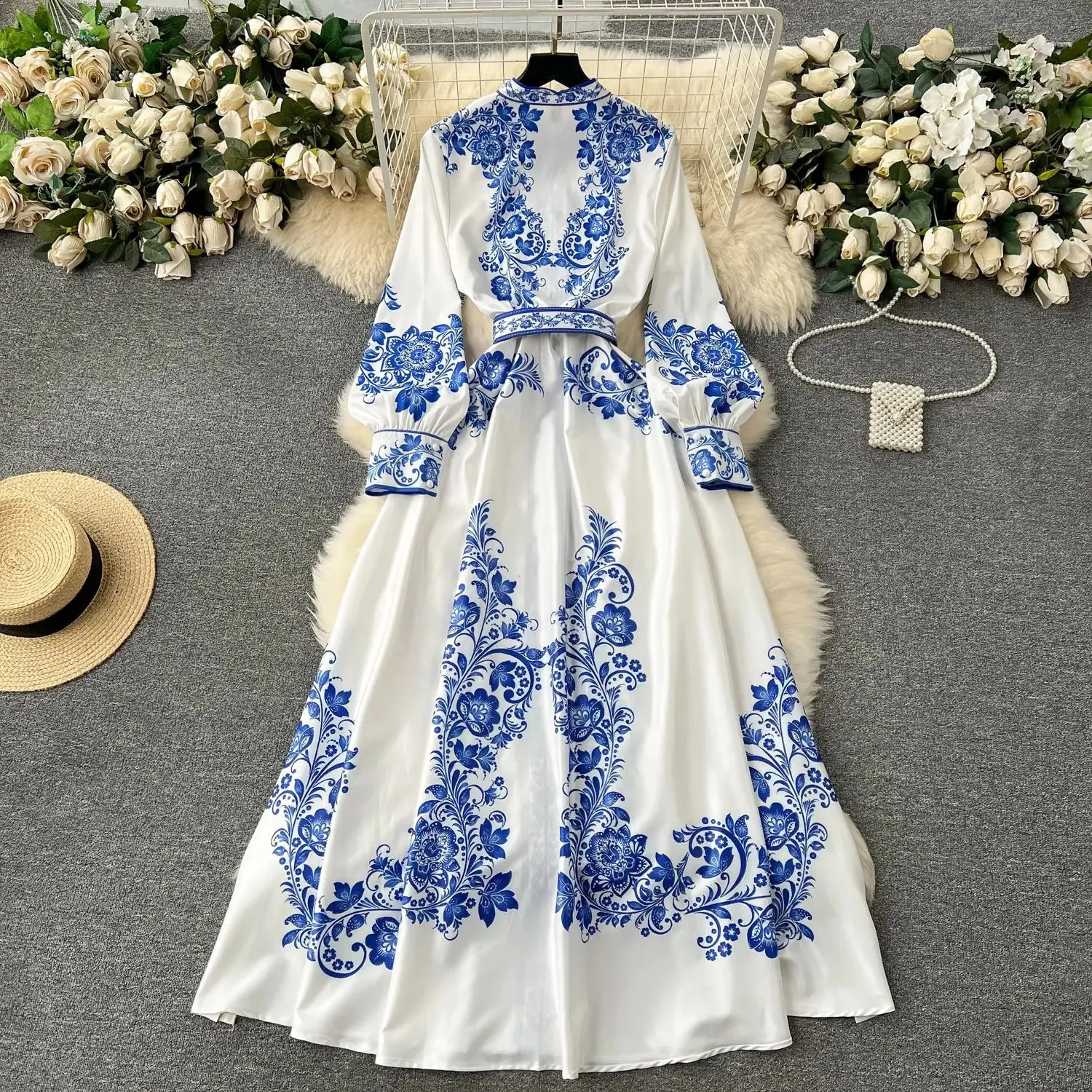 blue dress for baby girl Cotton Poplin Color Block Maxi Dress Red/White/Blue main image 0