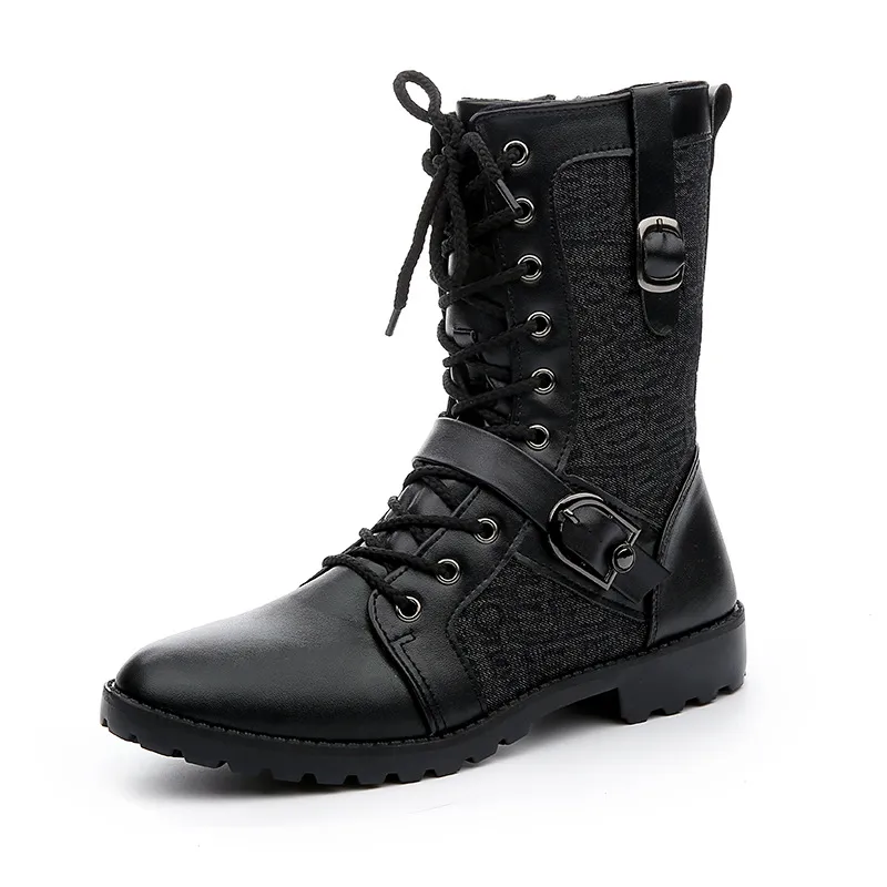 Men's Leather High Top Boots Round Toe Winter Casual Lace-Up Shoes Plus  Size