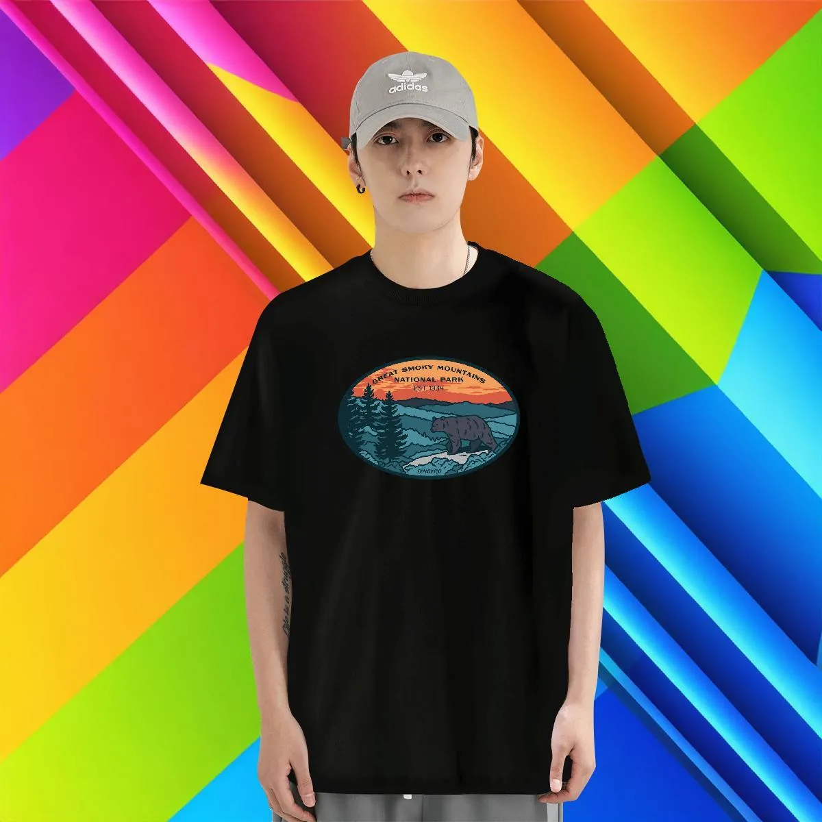 DHgate 230G 100 Cotton Breathable Short Sleeve Bear Print T Shirts for Men Apparel