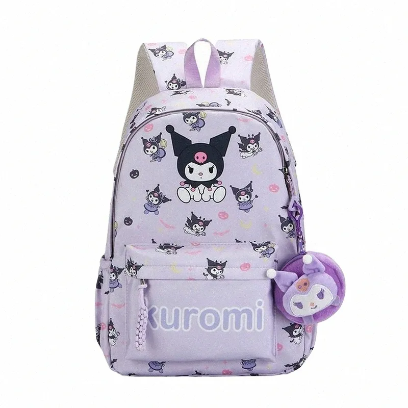 Kawaii Kuromi Backpack: Premium Nylon Large School Bag for Girls, Students,  Travel Work