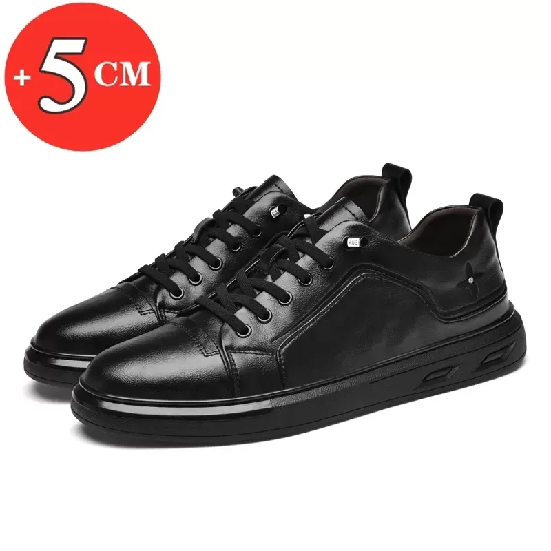 Mens Height Increasing Shoes: Leather Elevator Sneakers  display picture 1