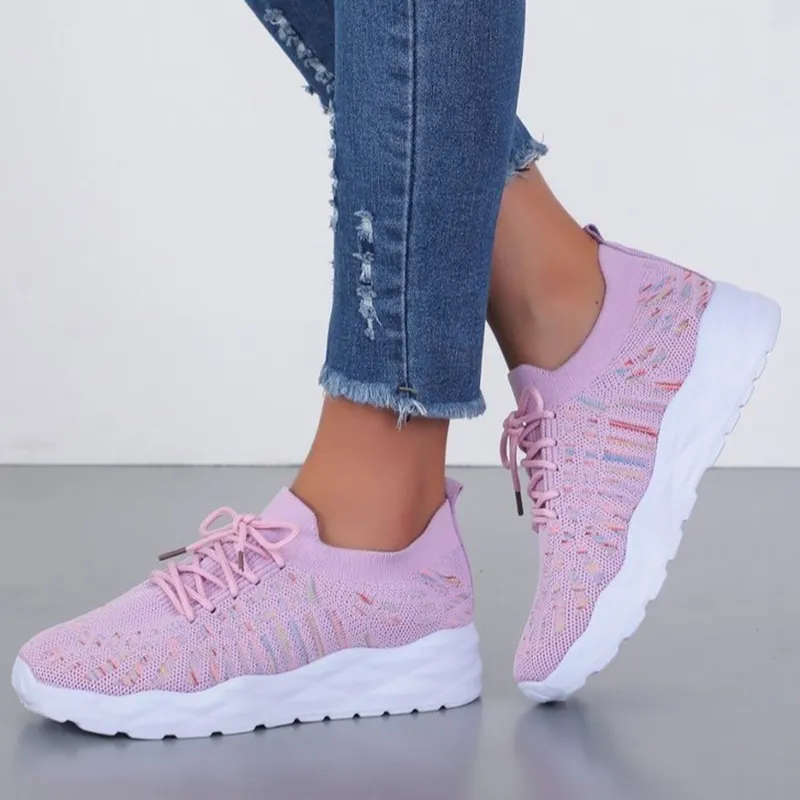 DHgate.com:Colorful Knitted Slip On Sneakers for Women