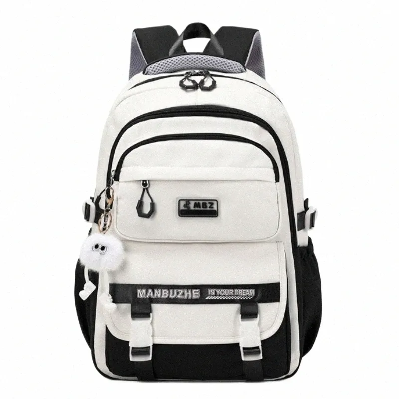 Black White Lightweight Travel Backpack for High School Girls