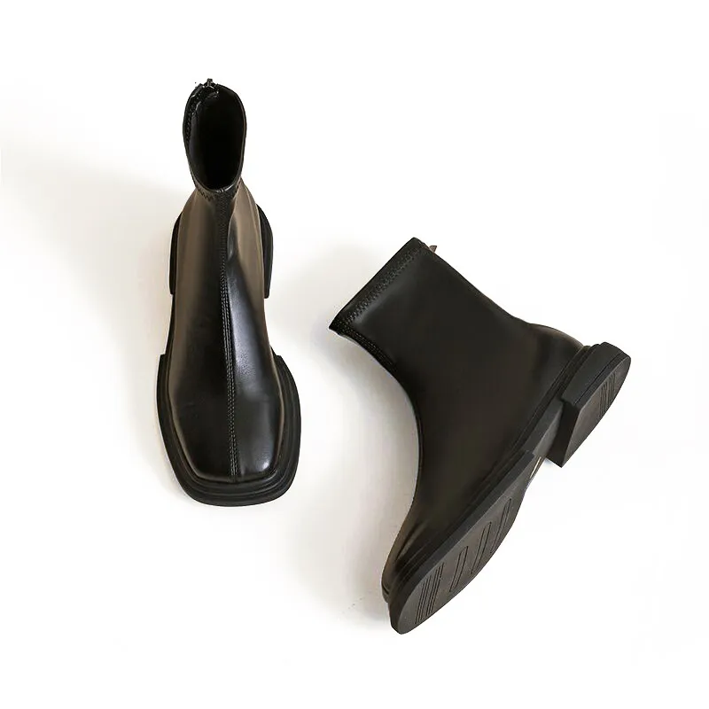 Retro Square Toe Ankle Boots: Fashion Chelsea Boots, Premium Quality, Shop  Now! Women's Low Heel Platform