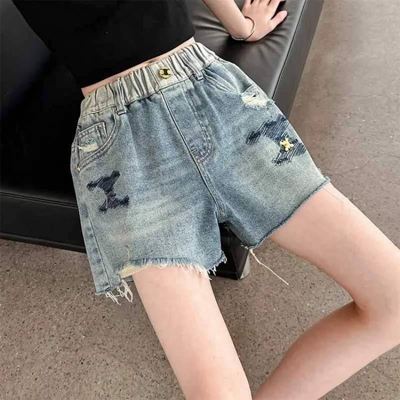 Girls Embroidered Denim Shorts Cute Cowboy Style, Summer Casual