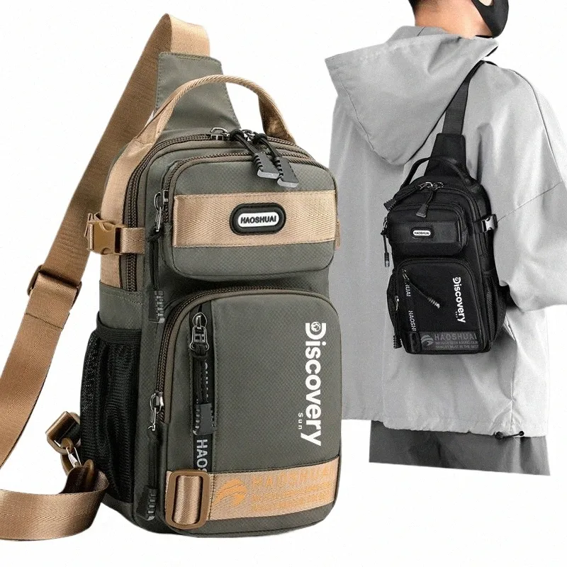 Mens Casual Chest Bag Vertical Crossbody Shoulder Bag, Trendy