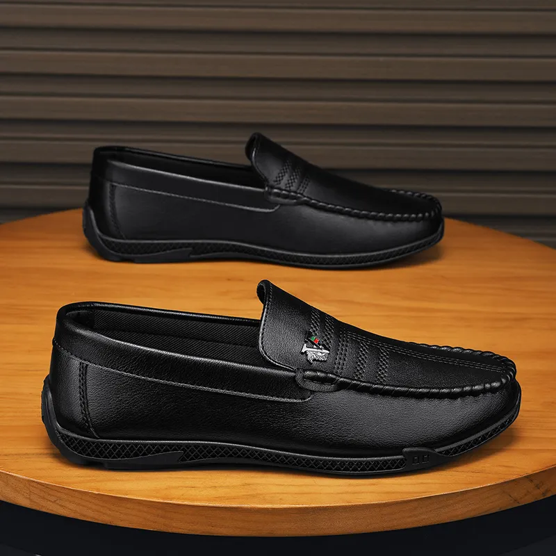 Neu Weiß Leder Casual Marke Schwarz Formale Kleid Designer Männer Loafer Atmungs Slip auf Fahren Schuhe_voghion.com