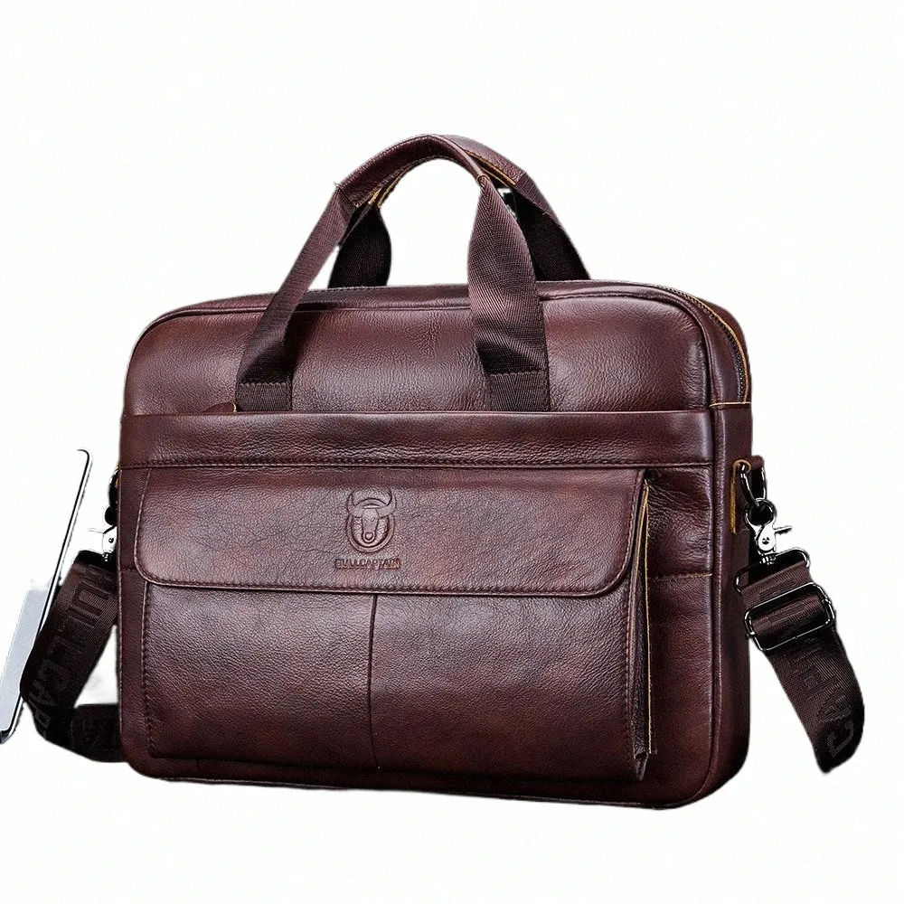 DHgate Genuine Leather Briefcase for Men 14 Inch Laptop Messenger Bag Business Portfolio for Documents Bags Luggage Accessories