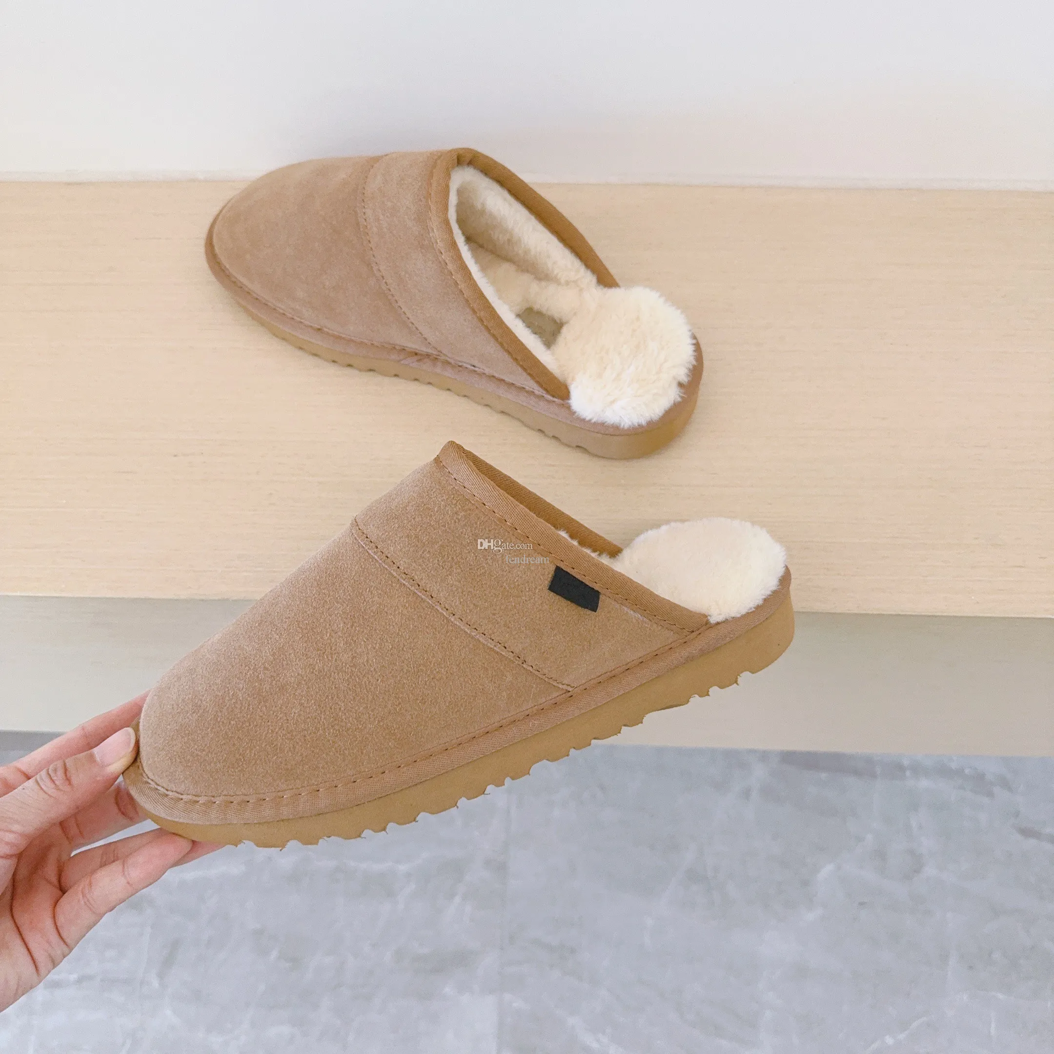Shearling Slippers Shearling Fur Slippers With Memory Foam - Indoor/Outdoor House Slippers For Men And Women Suede Fur Memory Foam Indoor Outdoor