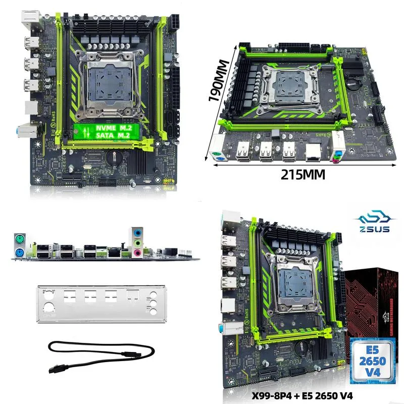 Motherboards X99-8D4 Zsus Motherboard Set Kit With Intel Lga2011-3 Xeon E5 2650 V4 Cpu Ddr4 16Gb 1X16Gb 213Hz Ram Memory Nvme M.2 Sata Otvcg