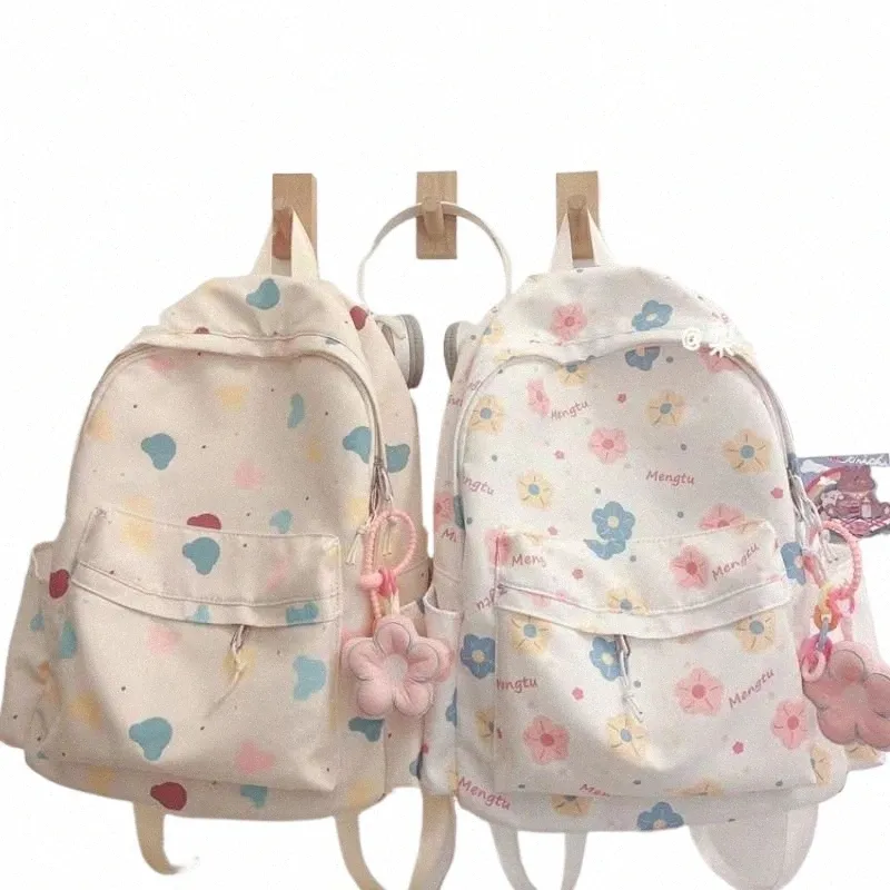 Cute Girls Backpack Large Capacity Preppy School Bag, Lightweight Nylon  Daypack, Kawaii Travel Commuter Bag with Fun Print