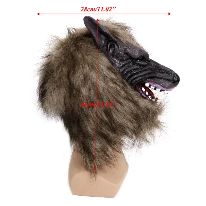 Máscara De Lobo De Media Cara Con Textura Peluda Y Correa Elástica | Accesorio De Cosplay Para Therian Y Fiestas De Disfraces | Talla Única De 21x17x8 Cm