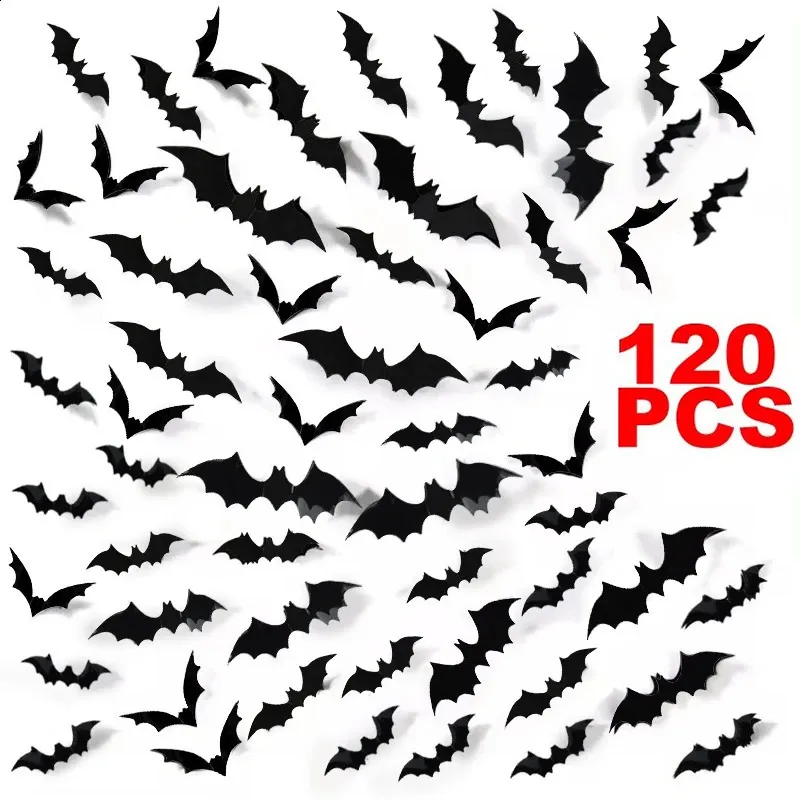 3D Black Bat Wall Stickers Halloween Party Decorations For Homes, Yards ...