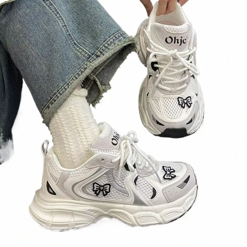 Vintage Chunky Sneakers for Women: Breathable Mesh Platform Shoes