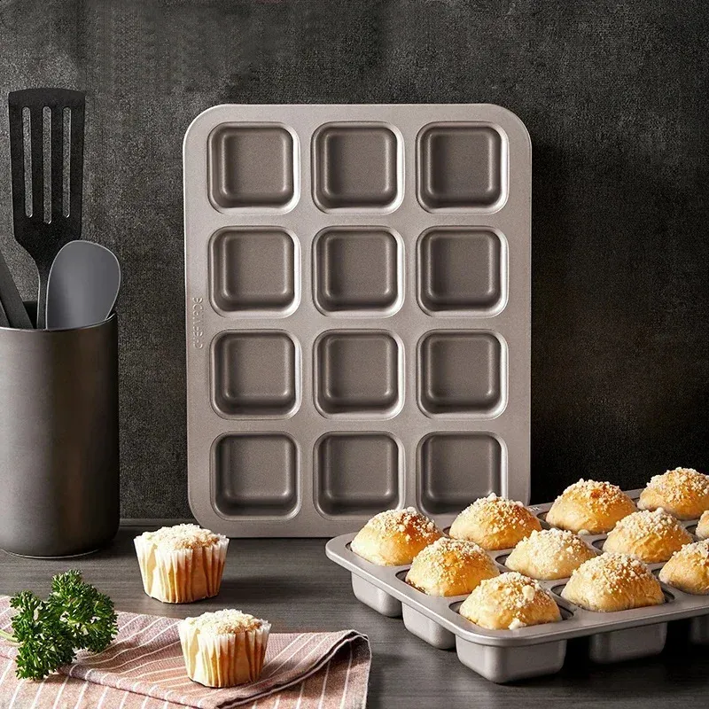 12-Piece Non-Stick Baking Pan Set: Square Cake Tins Paper Liners Easy  Clean, Best Seller!