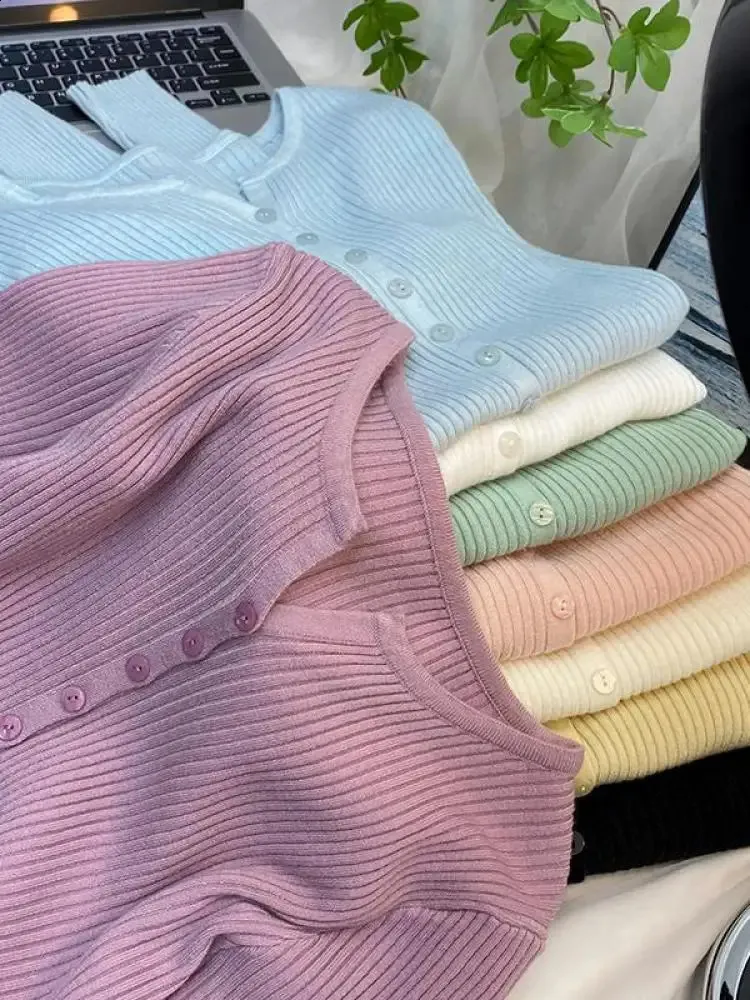 Save Big on Bulk V Neck Cardigan Sweater Petite Cardigan Sweaters, V Neck  Knitted Top, Casual Cardigan Sweater, Women's Lightweight Loose Fit All - Main Image