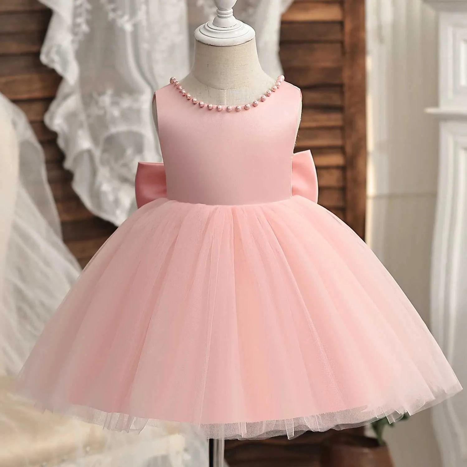 Fancy Dresses Casual Dresses For Year Baby Girl Tiered Tulle Flower Girl  Dress With Pearls Elegant