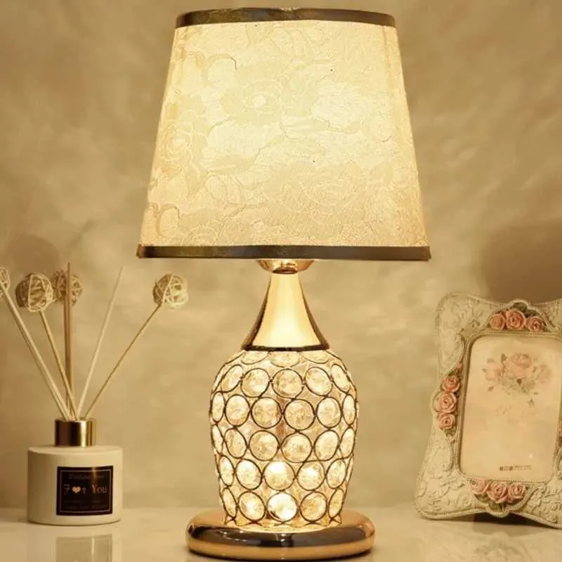 Elegant Crystal Bedside Lamp European Style, Modern Ins Design