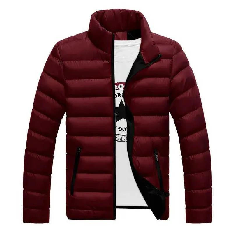 Men's Cotton Twill Winter Jacket Long Sleeve Zipper Stand Collar
