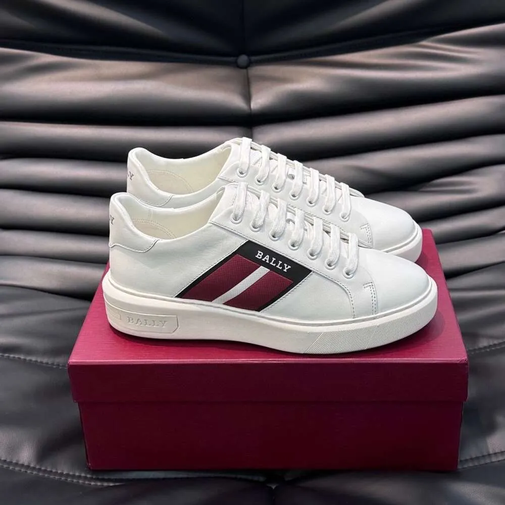 New fashionable sports and leisure shoes low cut trendy leather breathable white shoes ballys mens versatile and comfortable board shoes