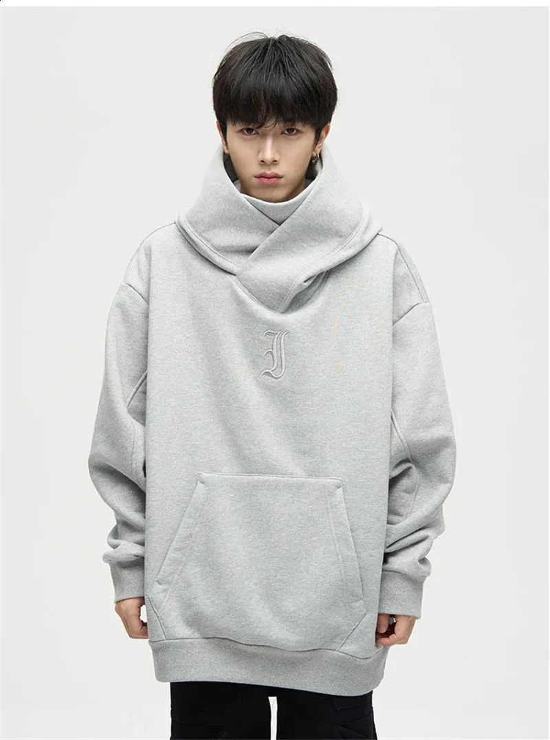 Streetwear Turtleneck Hoodie With Embroidered Letter From