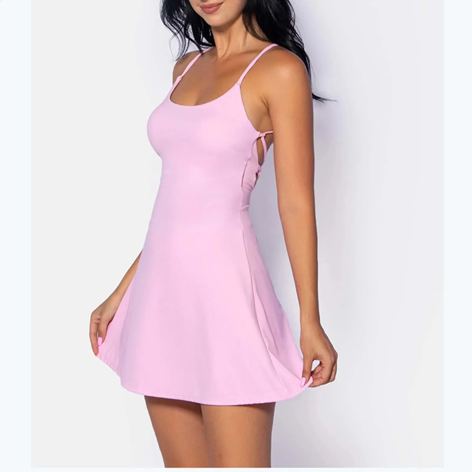 Womens sports tennis dress with built-in bra, adjustable shoulder straps,  pockets, midi length, knitting natural fiber from Dhgate Urban Sexy Dresses  - price 22.07